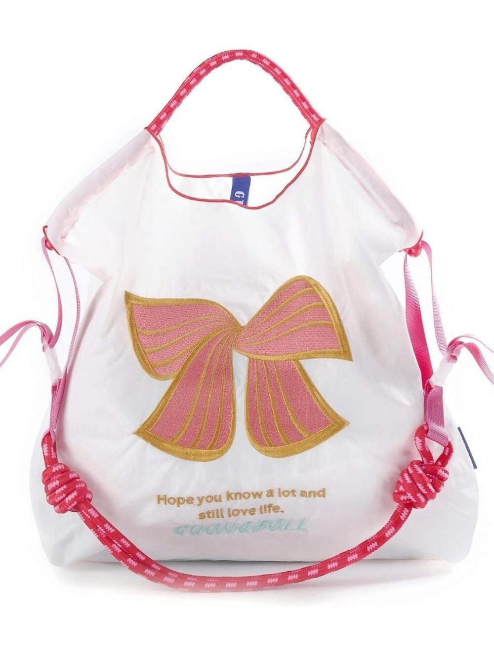 Guan&Ball Embroidery Initial Nylon Tote Bag